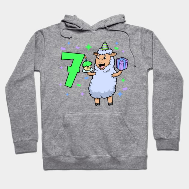 I am 7 with sheep - girl birthday 7 years old Hoodie by Modern Medieval Design